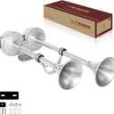 FARBIN Boat Horn 12V Waterproof Stainless Steel Trumpet Marine Horn,Electric Boat Horn for Boats Ship Sailboat Yacht Off-Road Vehicle Truck SUV RV Vans Touring Car (Stainless steel Double Tube)