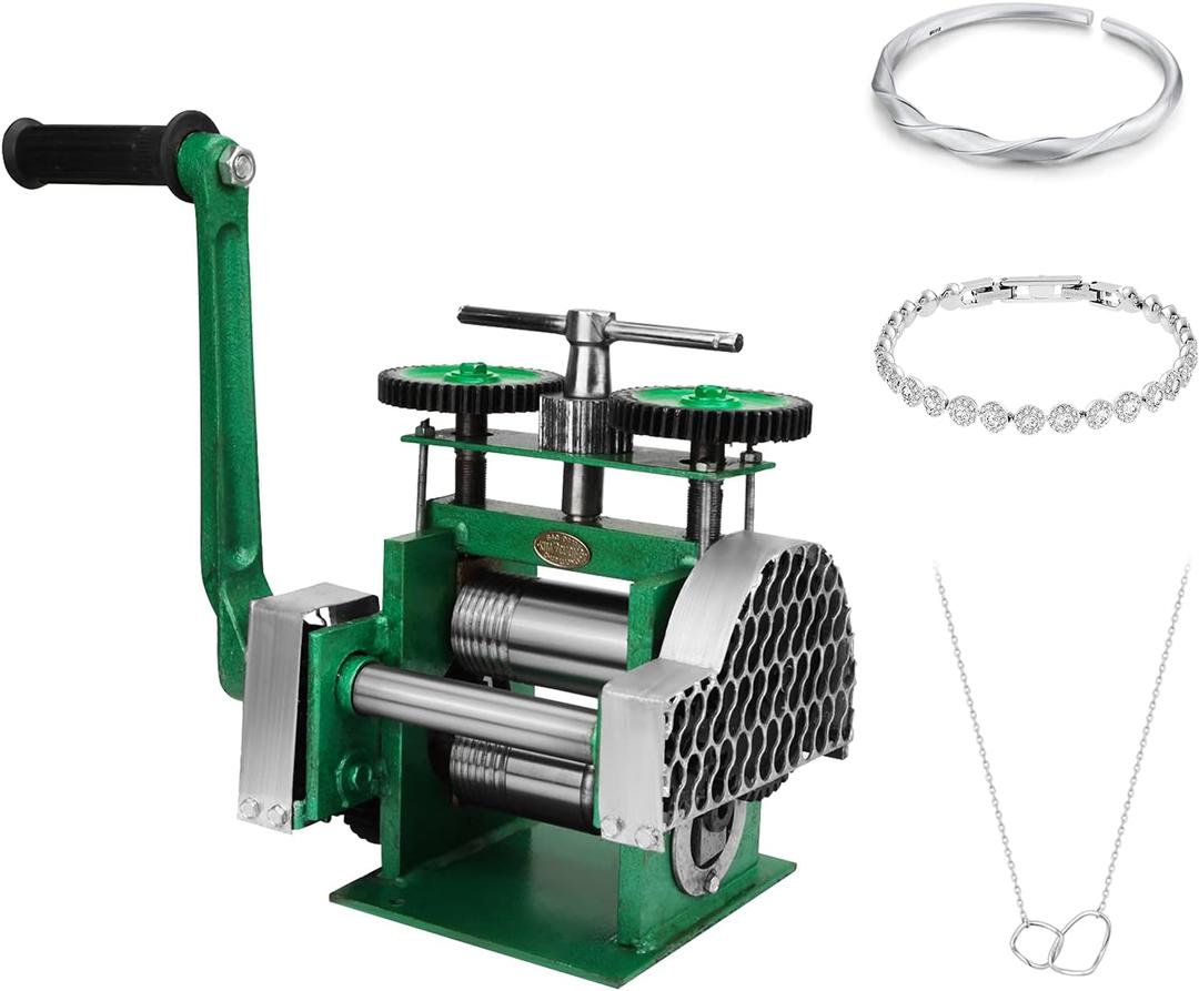 BEAMNOVA Rolling Mill Machine Jewelry Making Manual Hand Crank Tableting Jewelry Press Tool - Upgraded