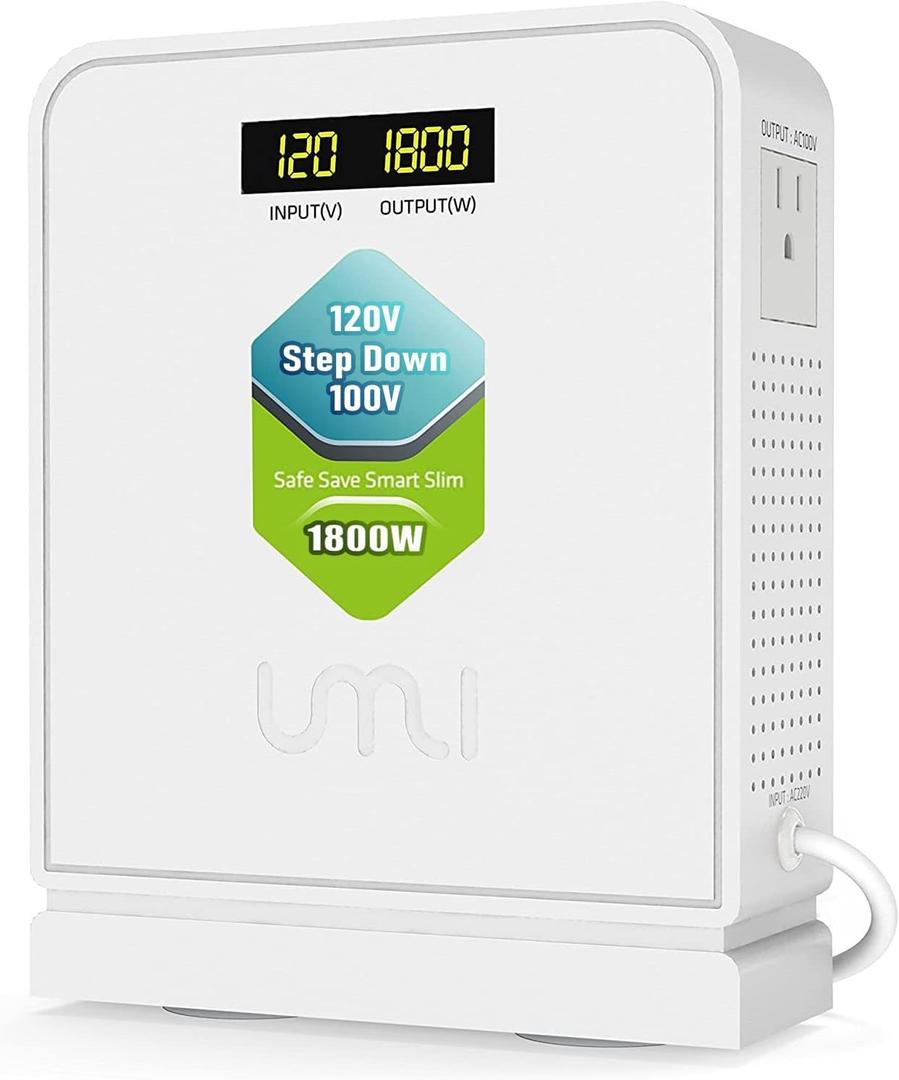UMI 1800 Watt Voltage Converter Transformer - Heavy Duty Step Down AC 120V to 100V Power Converter - for Japan Appliances Use in US Canada Mexico – CE Certified 