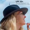 Joywant Womens Straw Fedora Beach Sun Hat, Packable Wide Brim Panama Hat for Women UV UPF50+ Summer Hat (Black, L)