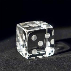 QFkris 2" Glass Polyhedral Dice Block Paperweight Decorative 3D Laser Etched Clear Crystal Art Cube Figurines Collectibles,Clear