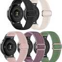 Kollody 4 Pack Stretchy Nylon Watch Bands Compatible with Garmin Vivoactive 5/6/Forerunner 55/165,20mm Soft Elastic Fabric Adjustable Replacement Sport Straps for Garmin Venu Sq 2 Women Men