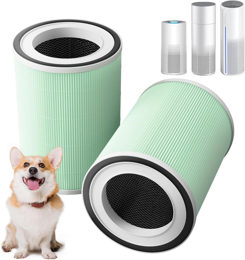2 Pack True H13 KILO Pet Filter Compatible with Afloia KILO, KILOPLUS, KILOPRO, MIRO,MIRO PRO and MORENTO MR-Kilo, Kalo Air Purifier,360 4-Stage Filtration, True H13 Air Filter, Green