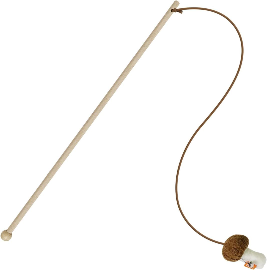 TTcat Cat Wand Toy for Indoor Cats, Wood Cat Stick Toy with Mushroom Catnip Toy,Interactive Cat Toy.