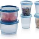 Tupperware Super Snack 10 Container Food Storage Set, Dishwasher Safe and BPA Free (10 Containers, 10 Lids) (Clear/Blue)
