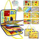 Esjay Toddler Busy Board Montessori Toys for Boys Girls, Sensory Book Educational Activities for Learning Fine Motor Skills, Birthday Gifts for Toddlers, Travel Toys for Airplane Car, Yellow Truck