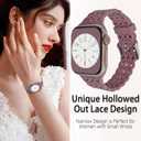 6 Pack Silicone Bands Compatible with Apple Watch Band 38mm 40mm 41mm 42mm 44mm 45mm 49mm Women, Slim Lace+Flower Engraved Sport Strap Soft Replacement Wristbands for iWatch Series 8/7/SE/6/5/4/3/2/1