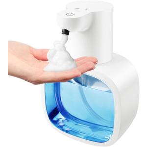 Automatic Foaming Soap Dispenser with 500ml/17oz Capacity, Touchless Soap Dispenser with 4 Level Adjustable, Rechargeable, Wall-Mounted, Waterproof for Kitchen, Bathroom, Hotel, Restaurant (Whtie)