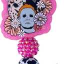 4 x Hope&Luck Halloween Badge Reel, Funny Fall Retractable Nurse Badge Holder with Alligator Clip Glitter Ghost Skull Badge Reels for Nurses Nursing Students Teacher Doctor Name Tag ID Card Decor