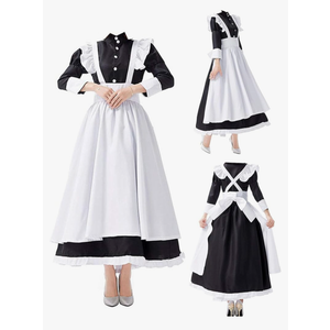 Anime Maid Cosplay Costume Womens Lolita Uniform Suit French Maid Dress Apron Headwear Halloween Outfits L
