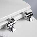 Mayfair Bennett Toilet Seat with Chrome Hinges, Slow Close Wood Seat, Secure Metal Hinges, Easy Install, Made in USA, Elongated, White