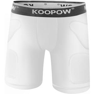 KOOPOW Youth Sliding Shorts Boys Padded Slider Shorts Sliding Pads with Cup Pocket for Baseball, Football, Hockey, Lacrosse (X-Large, White)