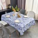 Pioggia Vinyl Tablecloth with Flannel Backed Rectangle Waterproof Oil-Proof PVC Table Cloth Wipeable Spill-Proof Plastic Table Cover for Indoor and Outdoor, 84" x 60" 