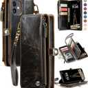 Defencase Compatible with iPhone 11 Case Wallet with RFID Blocking Card Holder for Women and Men, Fashion PU Leather Magnetic Snap Flip Zipper Strap Wallet Phone Case Fit for iPhone 11 6.1", Coffee