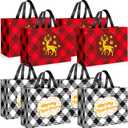 JOYIN 8 PCS Extra Large Christmas Tote Gift Bags 16.9" x 12.6" x 6.8", Reusable Holiday Tote Bags with Handle, Christmas Grocery Shopping Totes Bag for Presents, Xmas Party Favor, Gift Wrapping