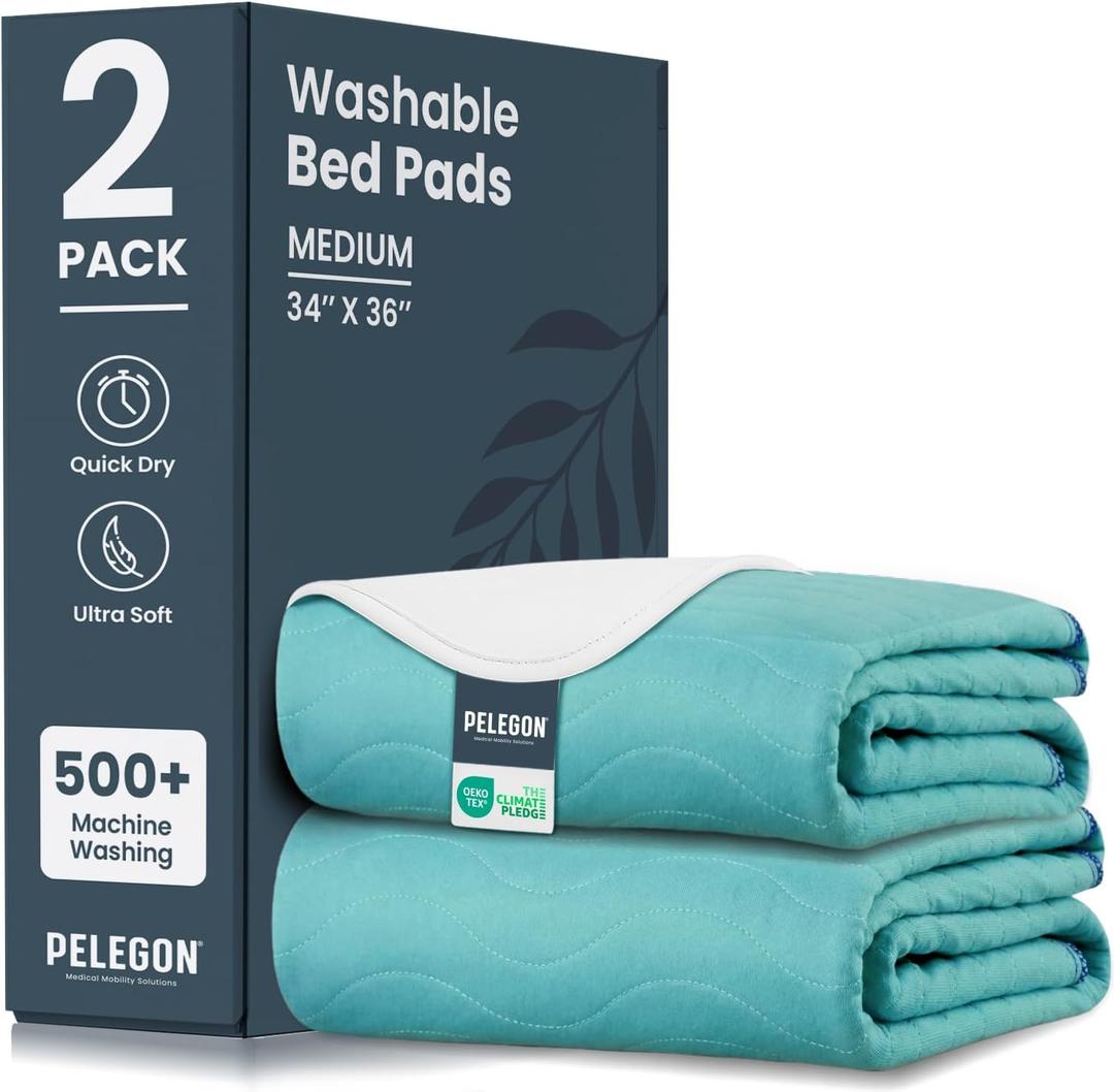 Bed Pads Washable Waterproof 34" x 36" (Pack of 2) - Incontinence Bed Pads for Adults and Kids - Heavy Absorbency Reusable Bed Pads - Chuck Pads - Waterproof Protective Pad for Bed