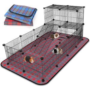 FHTONGE Extra Large Guinea Pig Cage Loft with 2 Waterproof Bedding, DIY Expandable Guinea Pig Playpen with Mat, Modular Small Animal Playpen with Mat for Rat Hamster Chinchilla Bunny (24x C&C Panels)