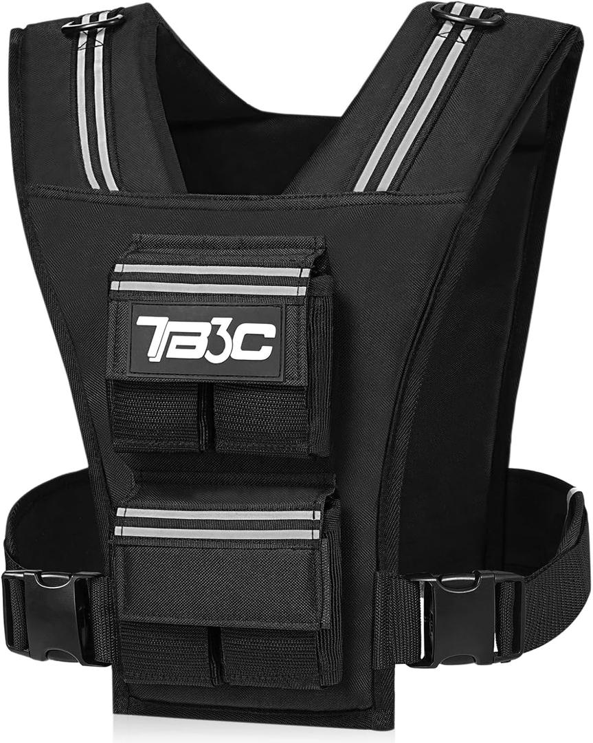 Adjustable Weighted Vest Men and Women 19lbs/ 30lbs/ 40lbs Weights with Reflective Stripe, Weight Vest Woman Workout Vest for Strength Training,Running & Walking (Black)