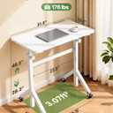 Marsail Mobile Stand Up Desk with Wheels, Adjustable Height Desk from 28.3″ to 46.5″, Rolling Standing Desk with Lockable Wheels, Portable Small Desk for Walking Pad and Treadmill, White, 31.5" x 15.7"
