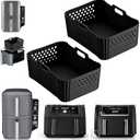 2 Pack Silicone Air Fryer Liners for Ninja 10QT DualZone DZ401 DZ550 DZ302, Reusable Rectangle Non-Stick Basket Liners, Compatible with Ninja Foodi DoubleStack SL401 SL400 & Other 10 QT Air Fryers