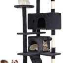 BestPet | 54" Cat Tree Tower | Dark Gray | Sturdy, Easy to Assemble, Multi-Level Activity Center with Sisal Scratching Posts, Condos, Perches, Hanging Cat Toys, Observation Decks & Ladder