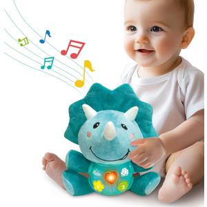 IPlay, iLearn Baby Dinosaur Musical Toys, Newborn Boys Gift, Soft Dino Plush Stuffed Animal, Infant Light Music Time, 1st Valentine's Easter Basket Stuffer 0 1 2 3 6 9 12 18 Month 1-3 Yrs Toddler Girl