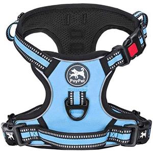 PoyPet Dog Harness No Pull, Reflective Vest Harness with Front & Back 2 Clips and Easy Control Handle for Small Medium Large Dog (XS, Black)