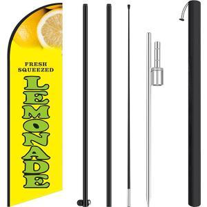 HunnmingRe 11.2 ft Classic Lemonade Feather Flag with Pole, Yellow, 1 Pcs
