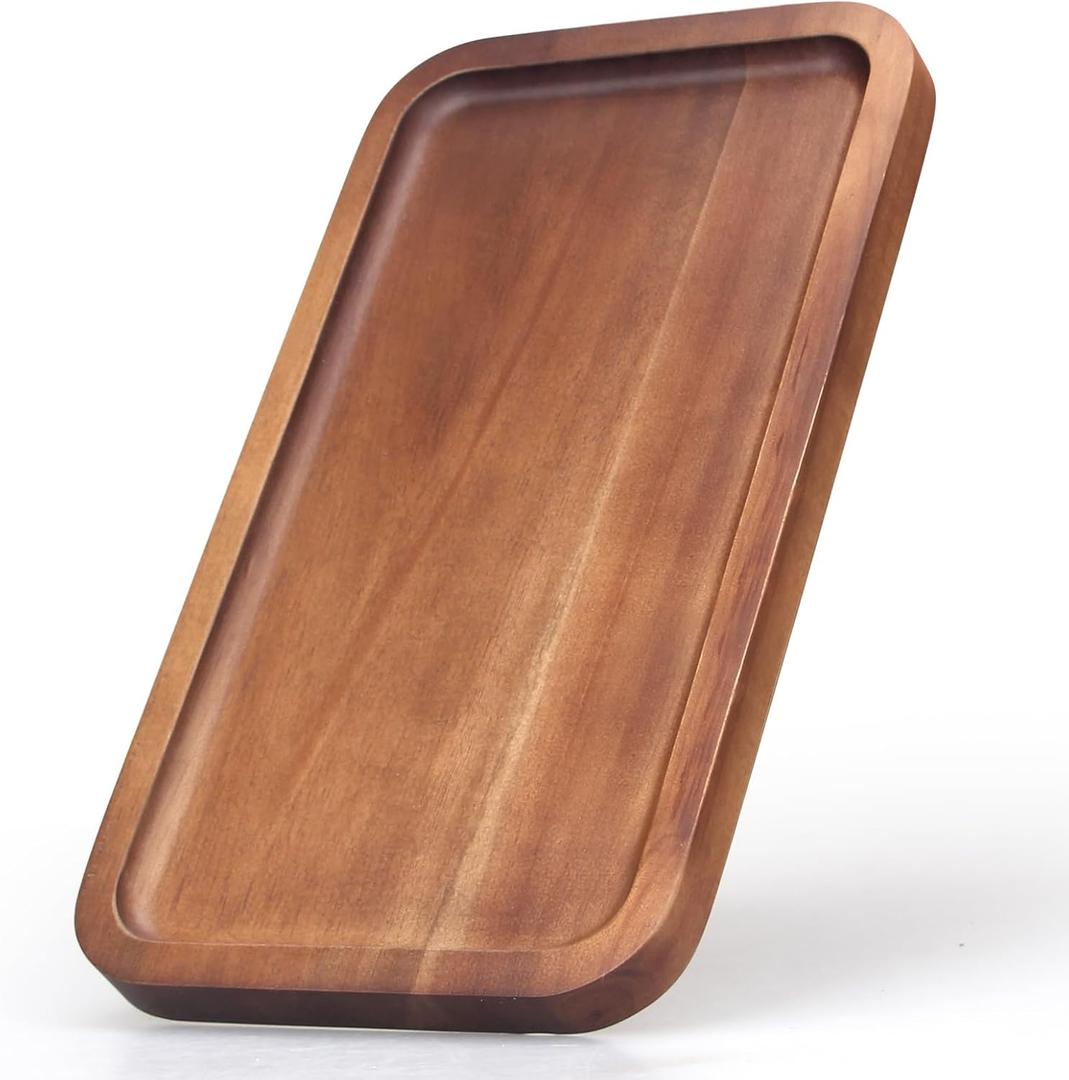 Small Wooden Platters Rectangle Mini Charcuterie Boards Acacia Wood Serving Trays Home Decor Cheese Board Cake Appetizer Plates Kitchen Charcuterie Platter for Food Dish Dessert Snack Tray (10" x 5.5" x 0.6")