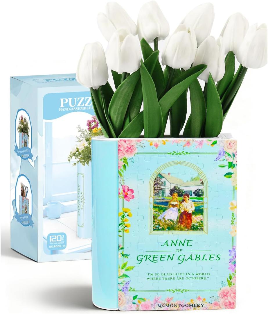 3D Puzzle Vase for Adults Kids, 120 Pcs Puzzle Book Vase for Flowers, Arts and Crafts for Kids 4-6, Adults, Girls, Cute Unique Vases for Book Shelf Decor, Books Lover Gifts for Women(Anne)
