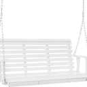 VEVOR Wooden Porch Swing 4.5 ft, Patio Bench Swing for Courtyard & Garden, Upgraded 880 lbs Strong Load Capacity, Heavy Duty Swing Chair Bench with Hanging Chains for Outdoors, White