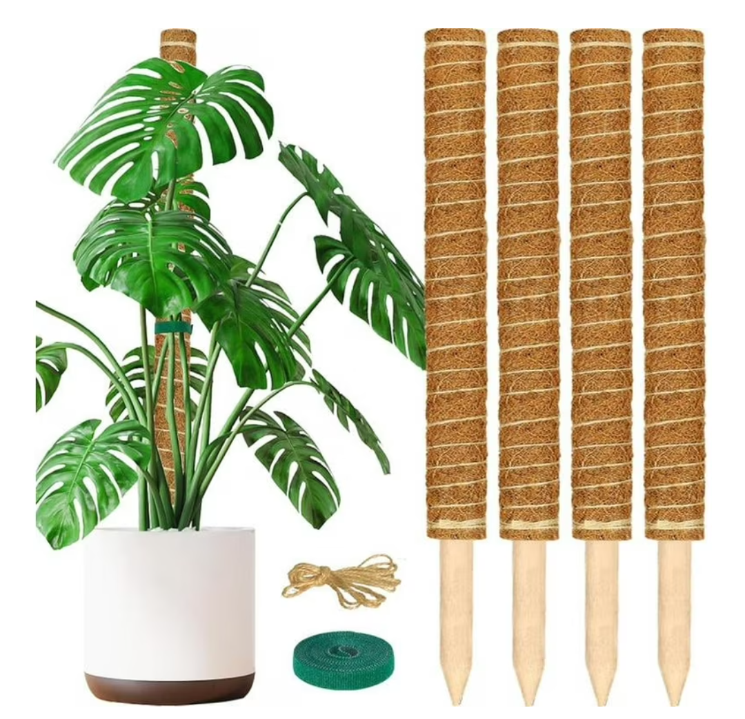 Moss Pole for Plants, 4 Pack Moss Poles for Climbing Plants, Monstera Coir Totem Pole, 15.8 Inch Moss Sticks for Plant Support, Indoor Potted Plants Train Creeper Plants Grow Upwards