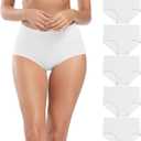 Molasus Women's Cotton Underwear High Waisted Full Coverage Ladies Panties (3X-Large, White-5pack)