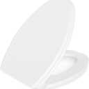 Elongated(Oval) Toilet Seat, Quick-Attach Hardware Metal Hinges, Heavy Duty, Slow Soft and Quiet Close, Durable and Sturdy, Easy to clean, Fits Elongated(Oblong) Toilets, White(18.5)
