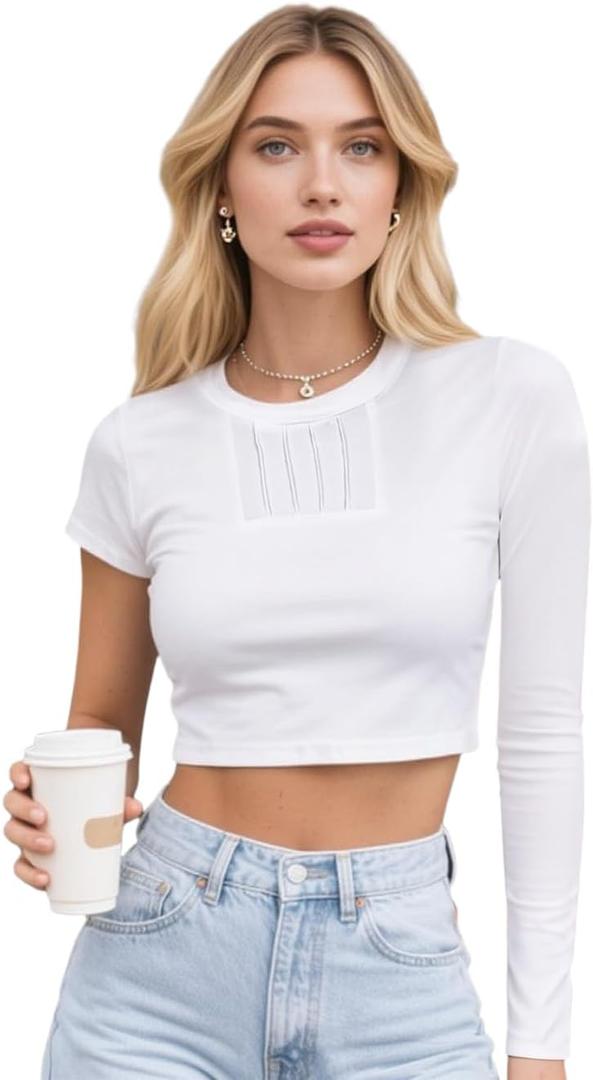 C-ZOFEK Womens White Short Cosplay Top Asymmetrical Sleeves Shirt for Halloween Costume (Medium, Beige)