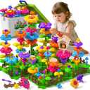 112 Pcs Flower Garden Toy,Toddler Girl Toys 3-4 Years Old Girls Gardening Building Gifts Set Best Educational Learning Fine Diy Crafts Stem Construction Stacking Kit,for 3 4 5 6 7 Year Kids Birthday