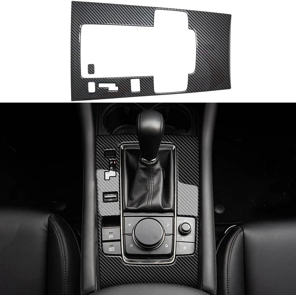 AOKIO Compatible with 2020 2021 2022 2023 2024 2025 Mazda 3 Accessories Center Console Gear Shift Panel Cover Trim (Carbon Style, Not for CX5/CX30/CX50)