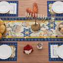 3 x XCHI Hanukkah Six-Pointed Star Chanukah Menorah Dreidel Table Runner Table Decoration for Party Home Kitchen Dining Holiday Decor 13x72 Inch