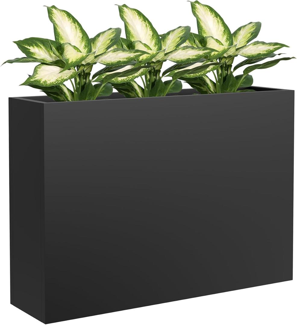 Metal Tall Planter 38" L x 10" W x 26" H, Long Rectangular Planter Box with Drainage Holes & Removable Shelf Heavy Duty Steel Planter for Tall Plants, Flowers or Shrubs