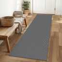 IOHOUZE Washable Runner Rug 2x6 Non Slip Runners for Hallways Entryway Runner Indoor, Kitchen Rugs Woven Cotton Floor Carpet for Kitchen Hall Entrance Bedroom, Dark Grey (2' x 6' (Runner), Dark Gray)