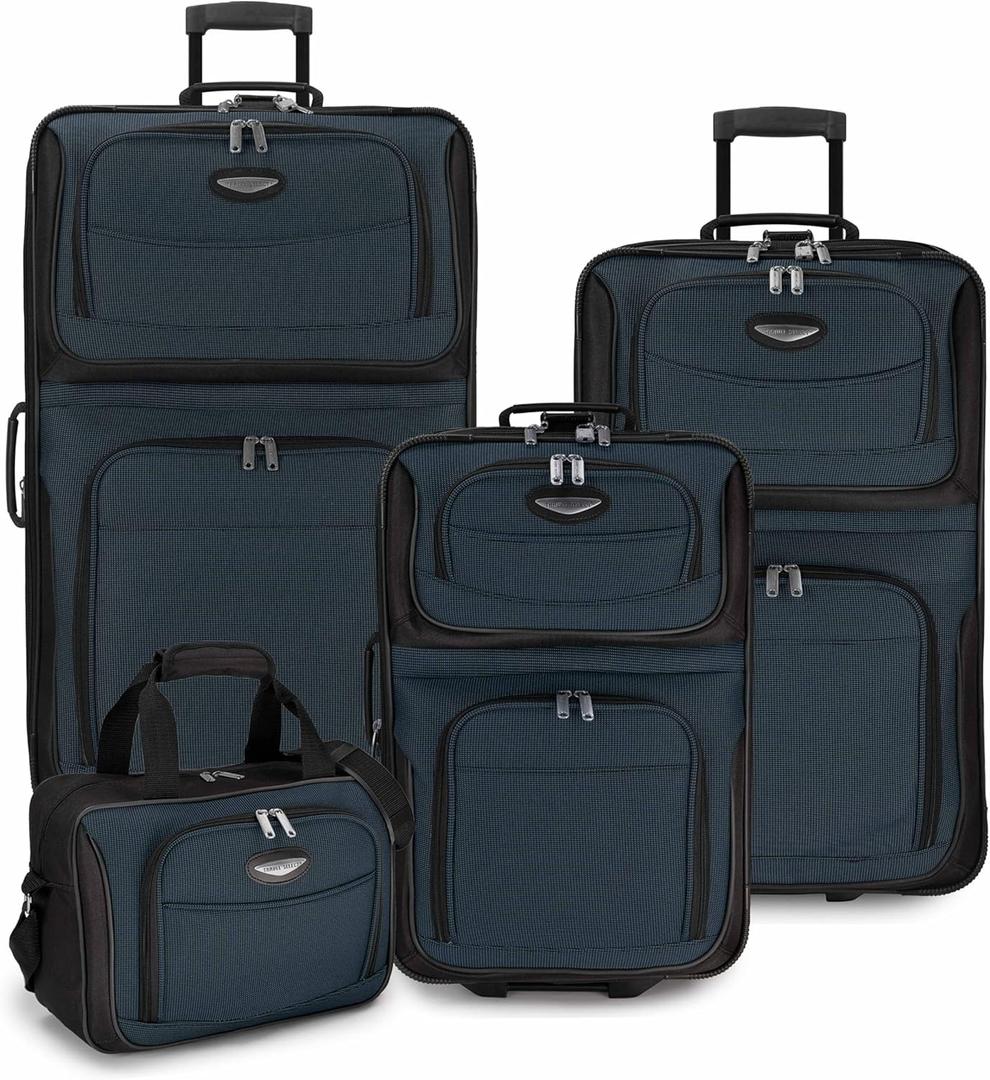 Travel Select Amsterdam Expandable Rolling Upright Luggage, Navy, 4-Piece Set