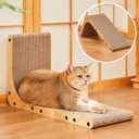 Value 2-Pack 23.6 Inch L-Shaped Cardboard Cat Scratcher, Dual Use (Vert/Horiz) Scratch Pad with Toy Balls, Wall-Mountable Furniture Protector Cat Scratchers for Indoor Cats, Couch & Wall