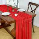 6 Pack Red Christmas Cheesecloth Table Runner 120 Inch Rustic Boho Cheese Cloth 10Ft Sheer Gauze Table Runner for Wedding Decor Birthday Baby Shower Holiday Party Home Decorations