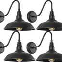 10in Black Gooseneck Barn Lights 4 Pack Farmhouse Barn Wall Mount Light Fixture Exterior Waterproof Industrial Porch Wall Sconce for Garage, Patio, Doorway, LM2201-4P