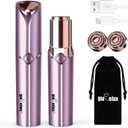 Facial Hair Removal for Women, Ladies Face Shaver(USB Rechargeable) for Chin Lip Neck Armpits and Peach Fuzz, Included 2 Pc Replacement Heads