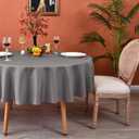 MEANMOY Grey 210 GSM Water & Stain Resistant Round Tablecloth for Circle Table - Solid Small 48 Inch Table Cloth Cover in Wrinkle Free Durable Washable Polyester Fabric for Wedding, Party, Banquet