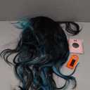 Black Wigs Teal Highlight Long Wavy Wig with Curtain bang 26 Inch Ombre Blue Black Wig Synthetic Heat Resistant Fiber for Women Daily Party used