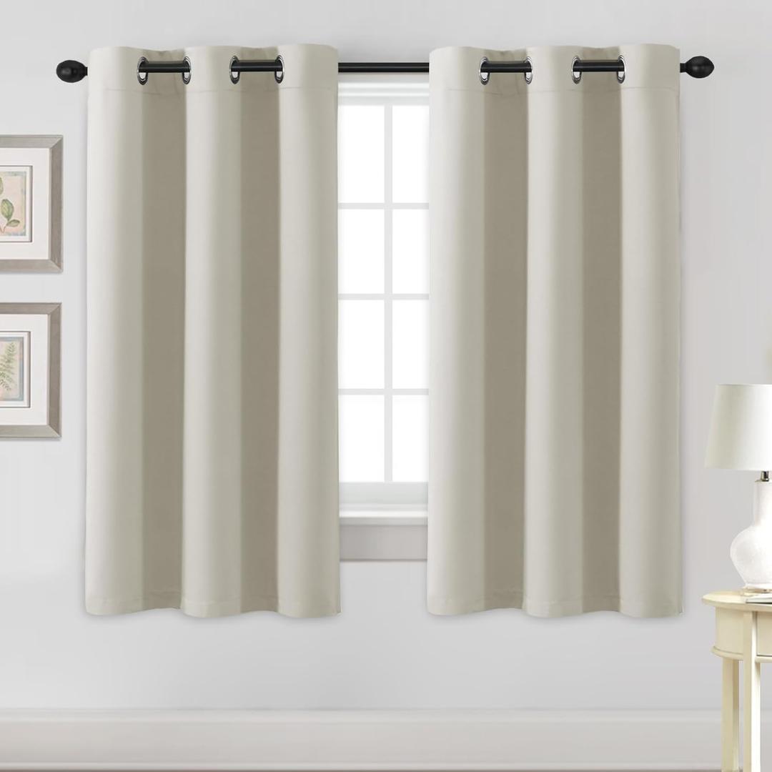 H.VERSAILTEX Blackout Curtains for Bedroom Thermal Insulated Room Darkening Living Room Curtains 63 Inch Long Grommet Privacy Protection Window Curtain Panels/Drapes for Nursery,2 Panels,Ivory/Cream (42"W x 63"L (Pack of 2))