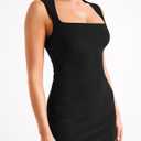 Mizoci Women's Sexy Bodycon Tank Short Dress Square Neck Club Party Mini Dresses (Black, M)