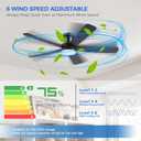 Ayaoty 46" Ceiling Fans with Lights and Remote - Black Flush Mount Ceiling Fan Light with ABS Blades and 3CCT Dimmable, Reversible, Low Profile Fan Light for Indoor Modern Bedroom, Kitchen